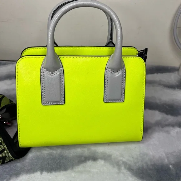 Neon Yellow and Gray Women's Handbag - Picture 5 of 9